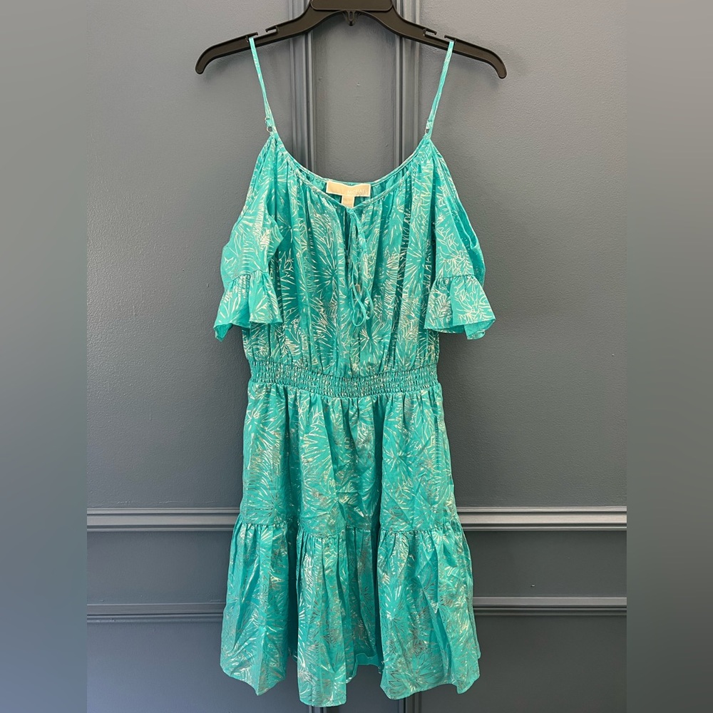 Michael kors dress turquoise off shoulder